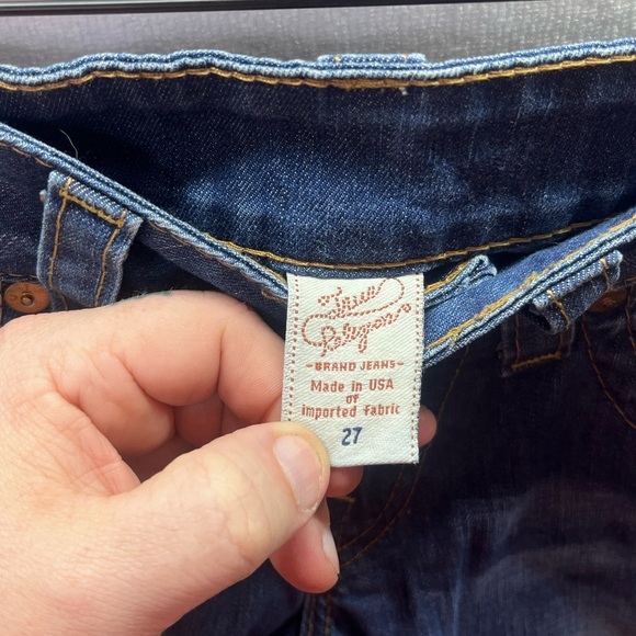 True Religion Straight Leg Flap Pocket Jeans Womens 27 waist Medium wash 1822 - Picture 3 of 13